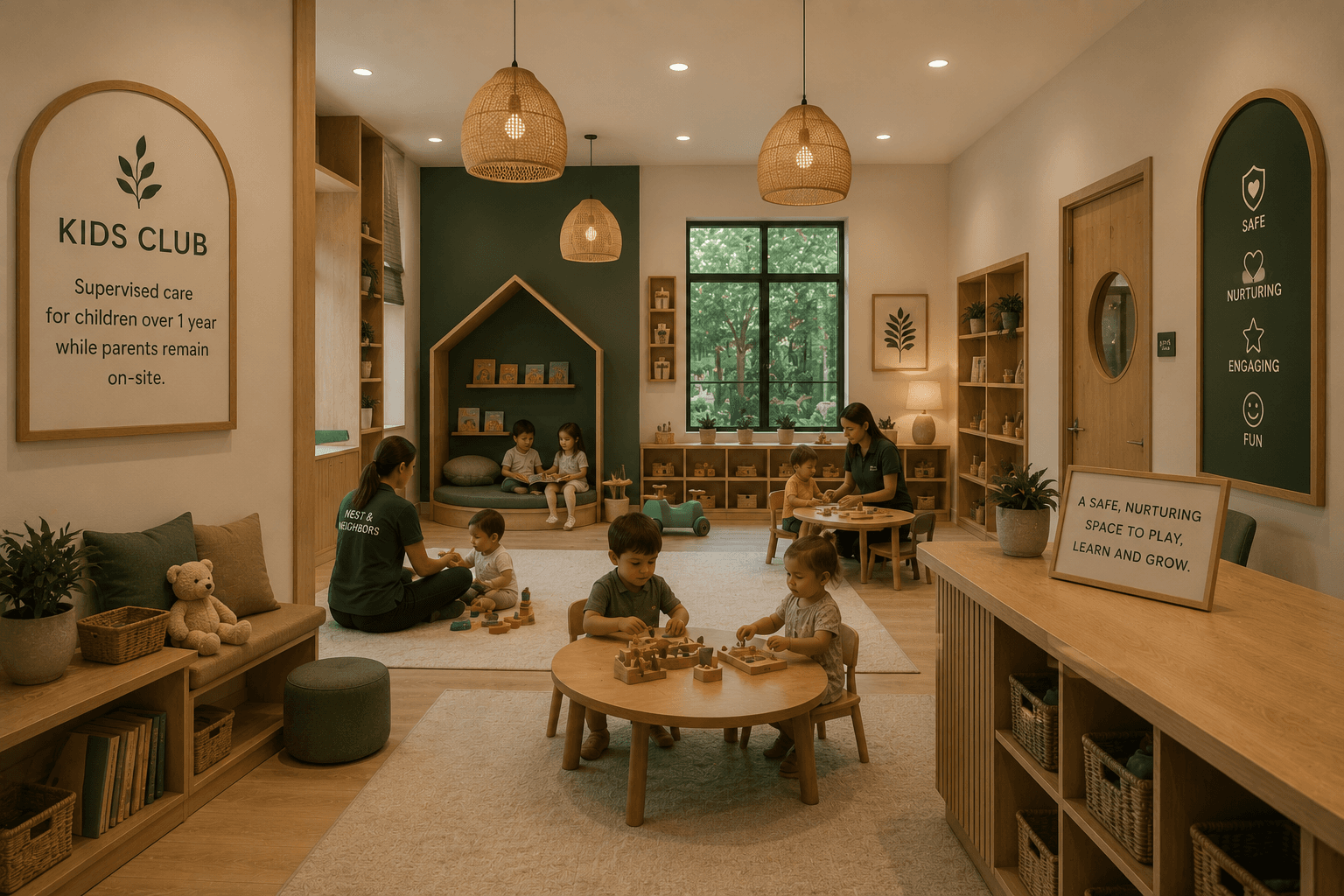 Planned Kids Club space for professionally staffed on-site care